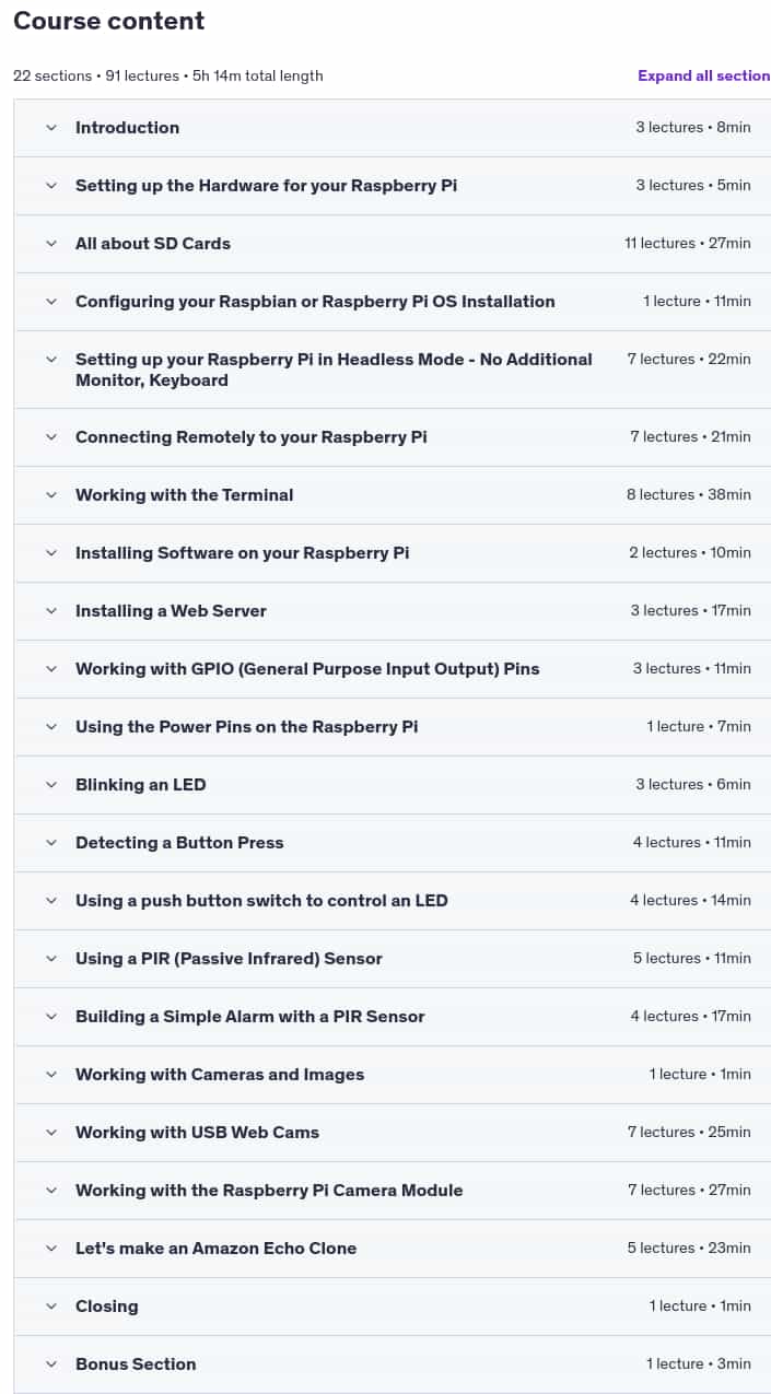 Course topics · Ultimate Guide to Raspberry Pi : Tips, Tricks and Hacks 2023-5