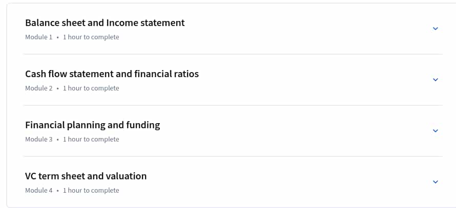Course topics · Coursera — Finance for Startups 2025-3