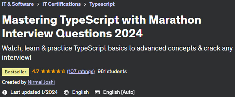Pictures · Udemy — Mastering TypeScript with Marathon Interview Questions 2024 2023-11
