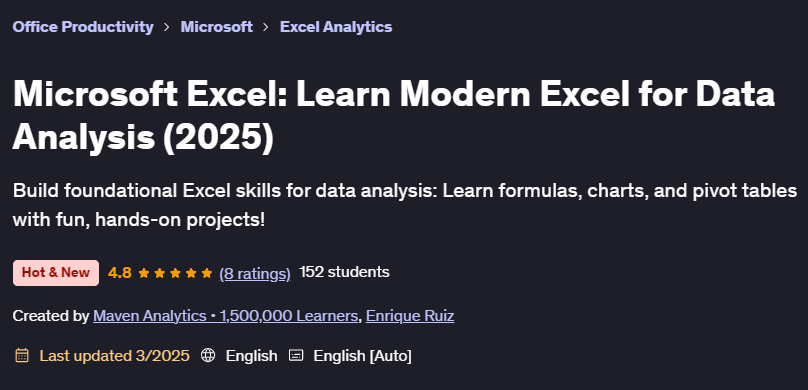 Pictures · Udemy — Microsoft Excel: Learn Modern Excel for Data Analysis (2025) 2025-3