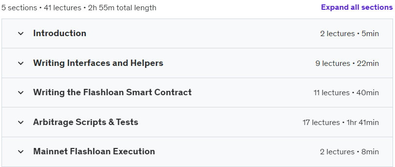 Course topics · How to actually build FlashLoan Arbitrage Bots 2024-1