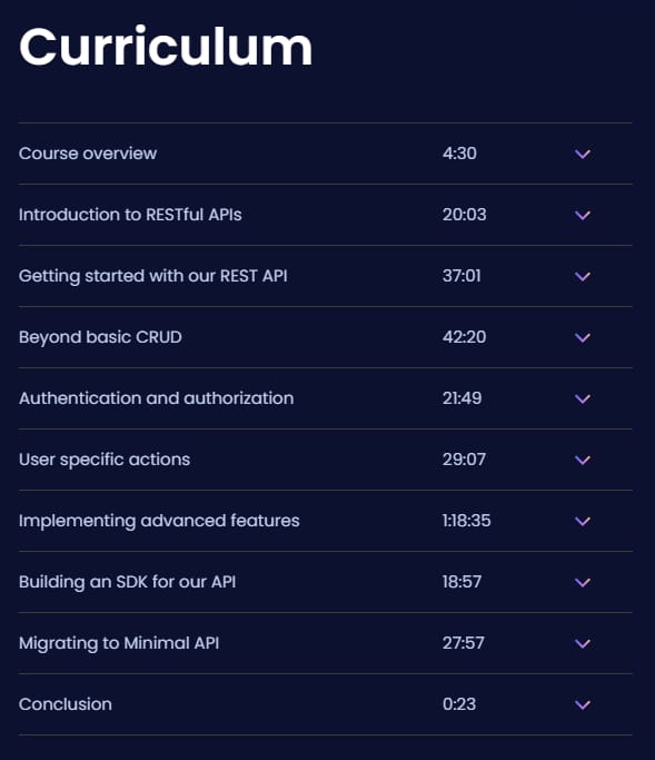 Course topics · Dometrain — From Zero to Hero: REST APIs in .NET 2024-5