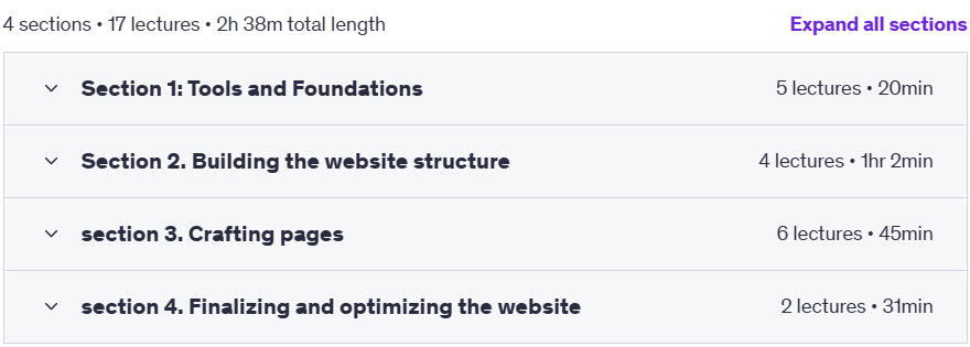 Course topics · Udemy — AI-Powered Web Development 2024 2024-1