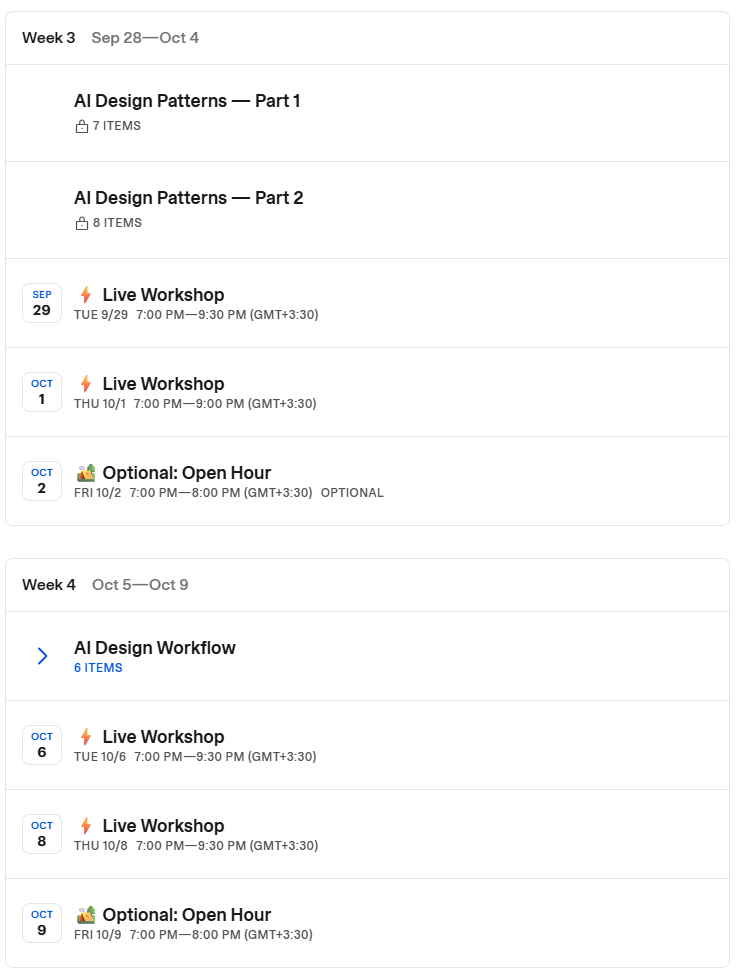 Course topics · Maven — Design Patterns For AI Products In 2026 2026-4