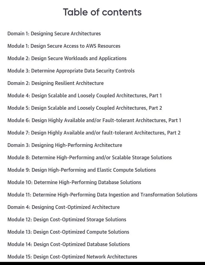 Temas del curso · Oreilly - AWS Curso de Certificación de Arquitecto Associado 2024-8