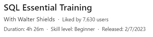 Pictures · SQL Essential Training 2023-2