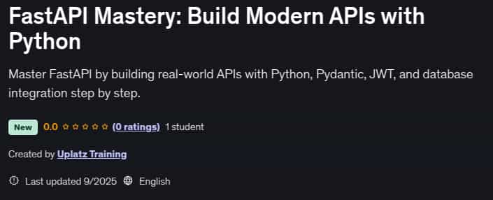 이미지 · FastAPI 마스터 : 현대 APIs를 구축 Python 2025-9