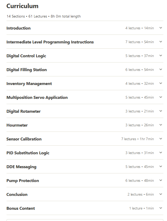 Course topics · Udemy — Practical PLC Programming (PLC II) 2019-10