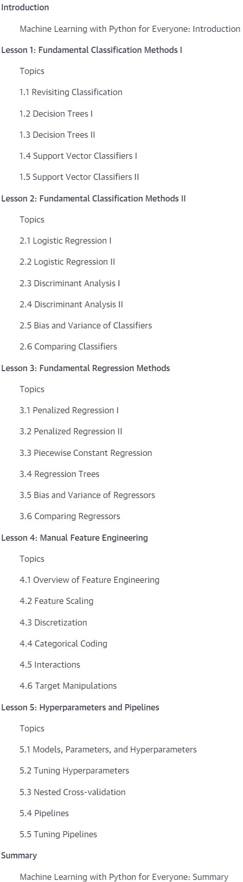 Course topics · Oreilly – Machine Learning with Python for Everyone, Part 3: Fundamental Toolbox 2022-8