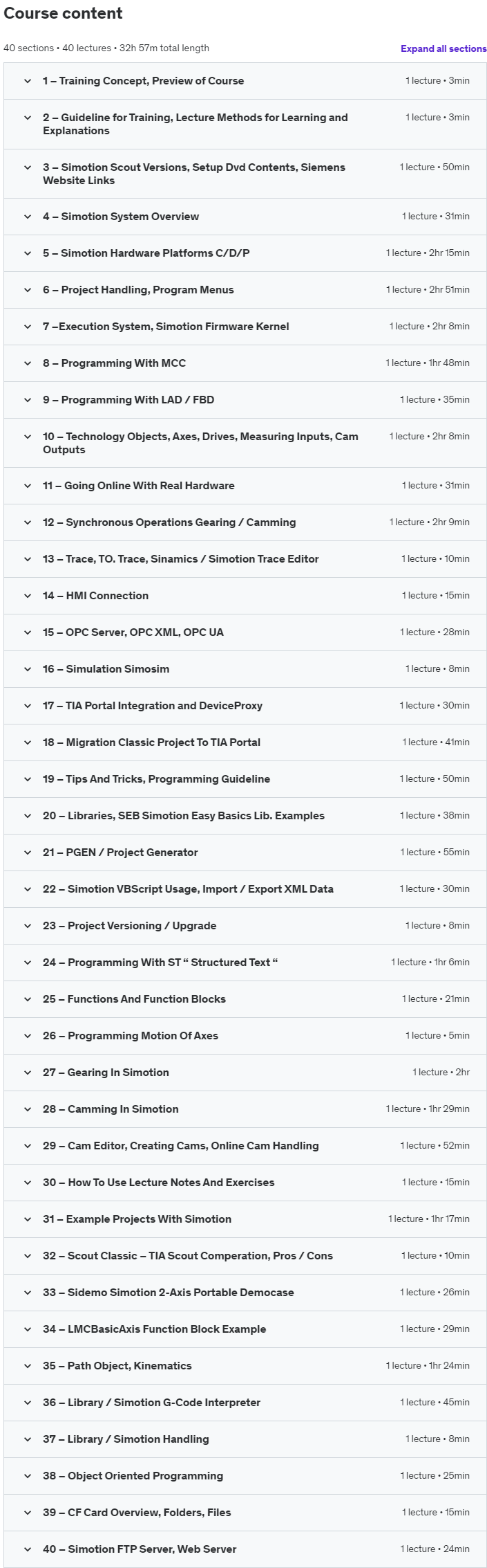 Course topics · Siemens Simotion System And Programming Course 2020-5