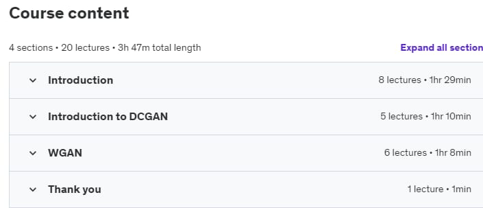 Course topics · Udemy — Generative Adversarial Networks (GAN): The Complete Guide 2022-3