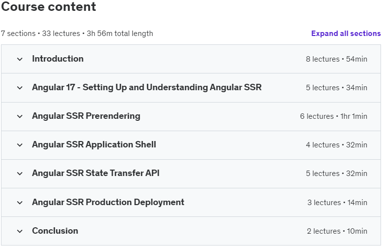 Course topics · Angular SSR In Depth (formerly Angular Universal) 2024-1