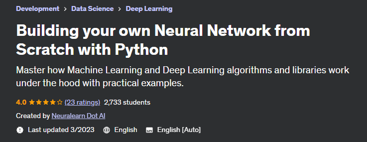 Pictures · Udemy — Building your own Neural Network from Scratch with Python 2021-11