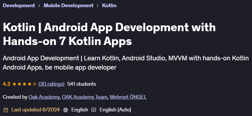 Pictures · Udemy — Kotlin | Android App Development with Hands-on 7 Kotlin Apps 2024-8