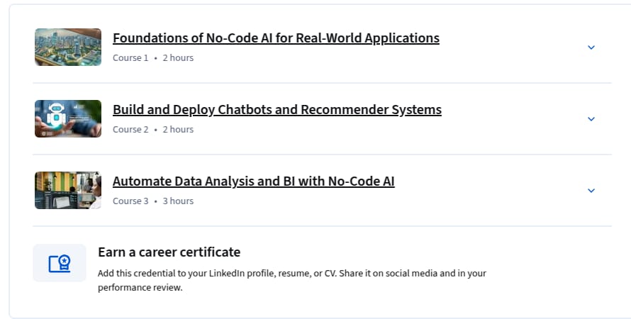 Course topics · Build AI Apps with No-Code Tools Specialization 2026-1