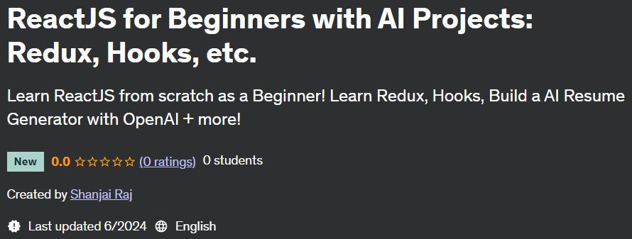 Pictures · Udemy — ReactJS for Beginners with AI Projects: Redux, Hooks, etc. 2024-6