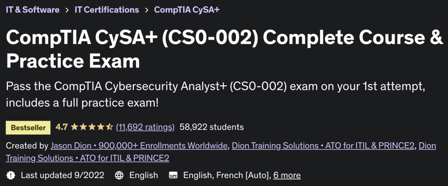 Pictures · Udemy – CompTIA CySA+ (CS0-002) Complete Course & Practice Exam 2020-11