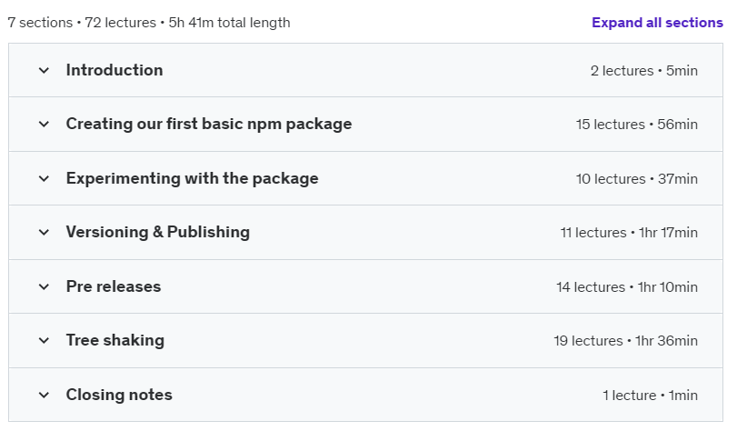 Course topics · Udemy — Creating NPM packages: The Complete Guide 2024-10