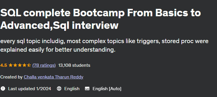 Pictures · Udemy — SQL complete Bootcamp From Basics to Advanced,Sql interview 2024-1