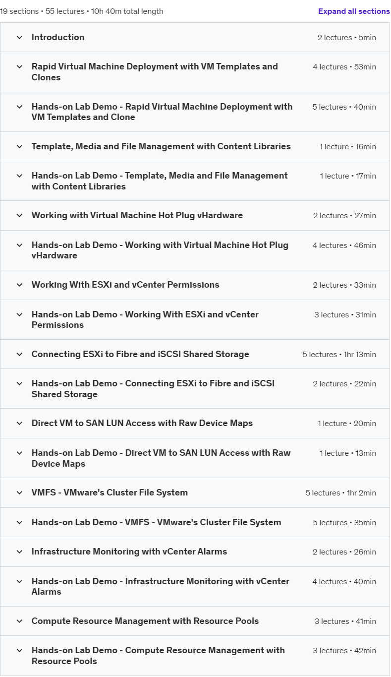 Course topics · Mega Course – VMware vSphere 7.0 Boot Camp – Part 2 w. Ebook 2022-2