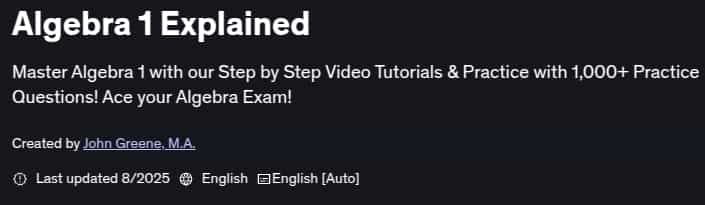 Pictures · Udemy — Algebra 1 Explained 2025-8