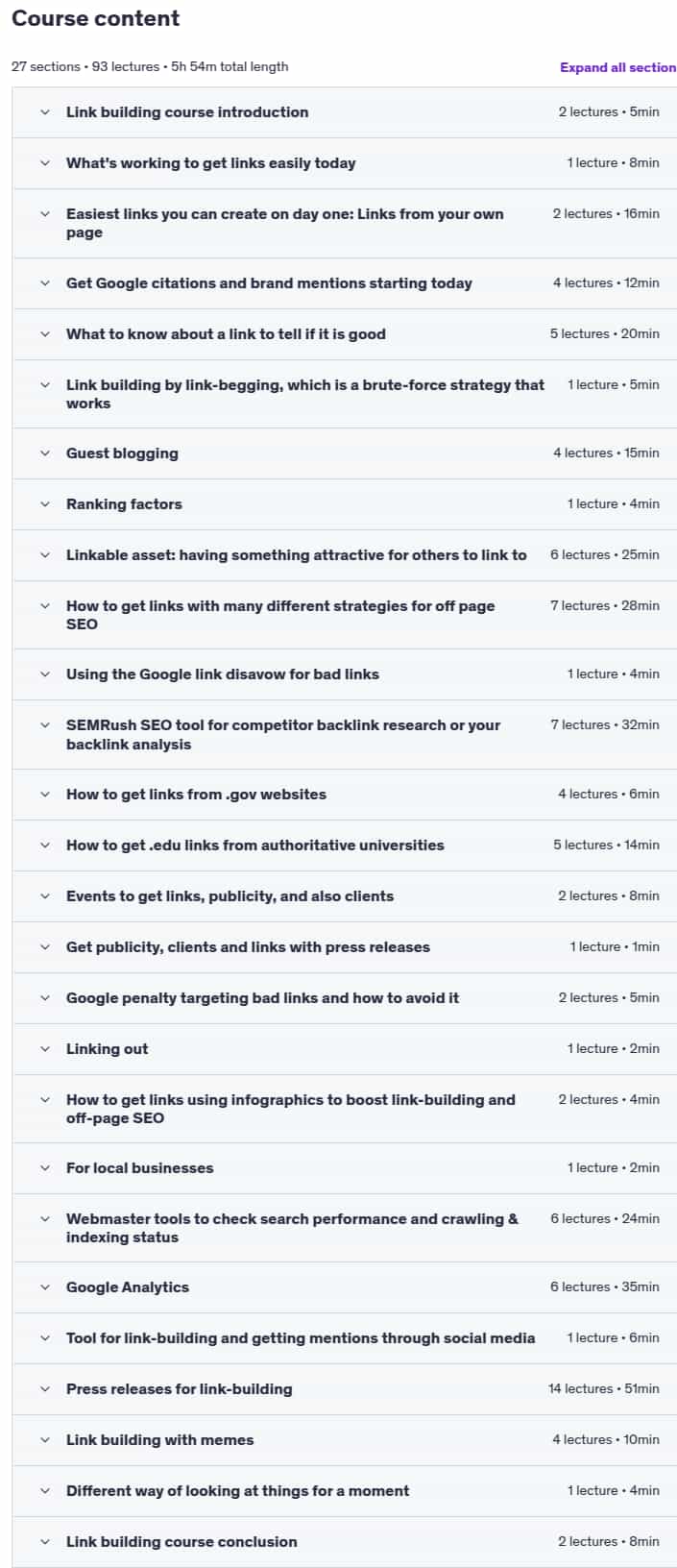 Course topics · Udemy — 2025 SEO Link Building: #1 SEO Ranking Tactic (Backlinks) 2025-8