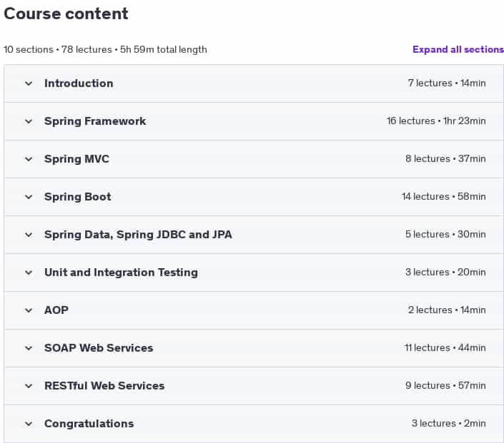 Course topics · Udemy — Spring & Spring Boot Interview Guide 2024-11