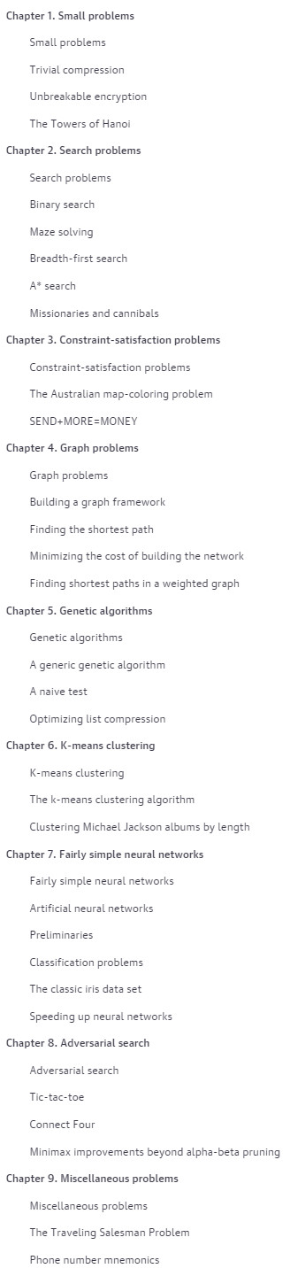 Course topics · Oreilly — Classic Computer Science Problems in Python video edition 2019-3