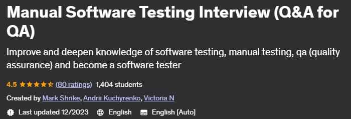 Pictures · Udemy — Manual Software Testing Interview (Q&A for QA) 2023-12