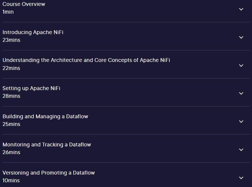 Course topics · Building, Deploying, and Monitoring Your First Apache NiFi Dataflow 2022-10