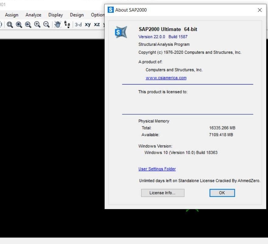الصور · نظام التشغيل SAP2000 Ultimate 26.3.0.3220 x64