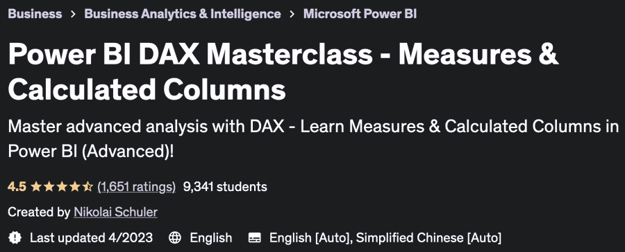 Pictures · Udemy — Power BI DAX Masterclass – Measures & Calculated Columns 2022-12