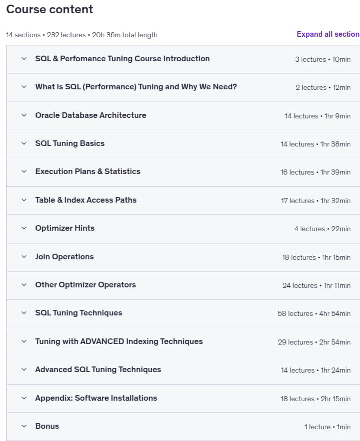 Kursthemen · Oracle SQL Leistung Tuning umfassender Kurs (2026) 2025-12