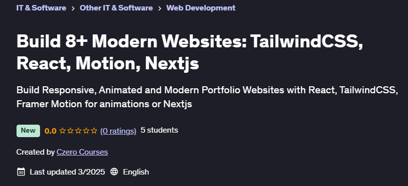 Pictures · Build 8+ Modern Websites: TailwindCSS, React, Motion, Nextjs 2025-2