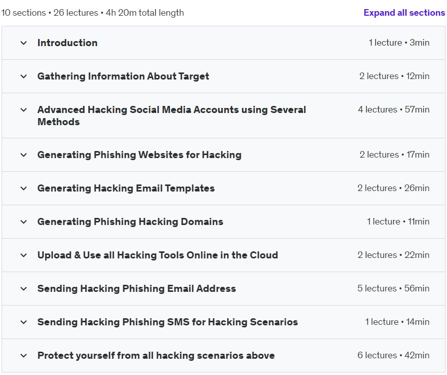 Course topics · Master Social Media Ethical Hacking & Phishing Attacks 2023-1