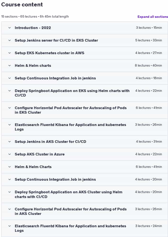 Course topics · Udemy — DevOps Project 2025- CI/CD with Jenkins helm on AKS & EKS 2025-3