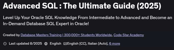 Pictures · Udemy — Advanced SQL : The Ultimate Guide (2025) 2025-8