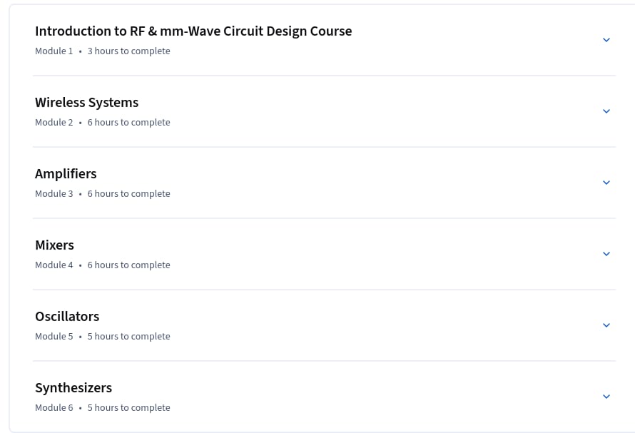 Course topics · RF and millimeter-Wave Circuit Design 2026-8