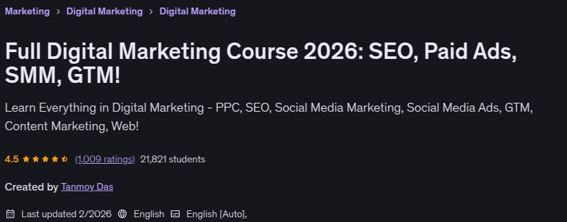 الصور · دورة التسويق الرقمي الكامل 2026: SEO ، الإعلانات المدفوعة ، SMM ، GTM! 2025-12