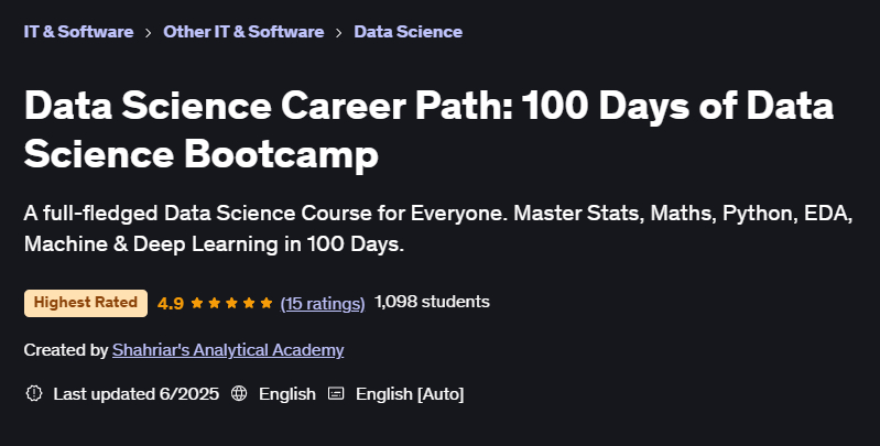 Pictures · Data Science Career Path: 100 Days of Data Science Bootcamp 2025-2