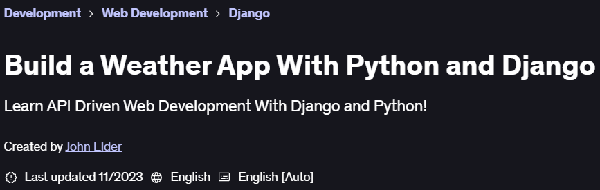 이미지 · 기상 애플리케이션 만들기 Python 그리고 Django 2023-11