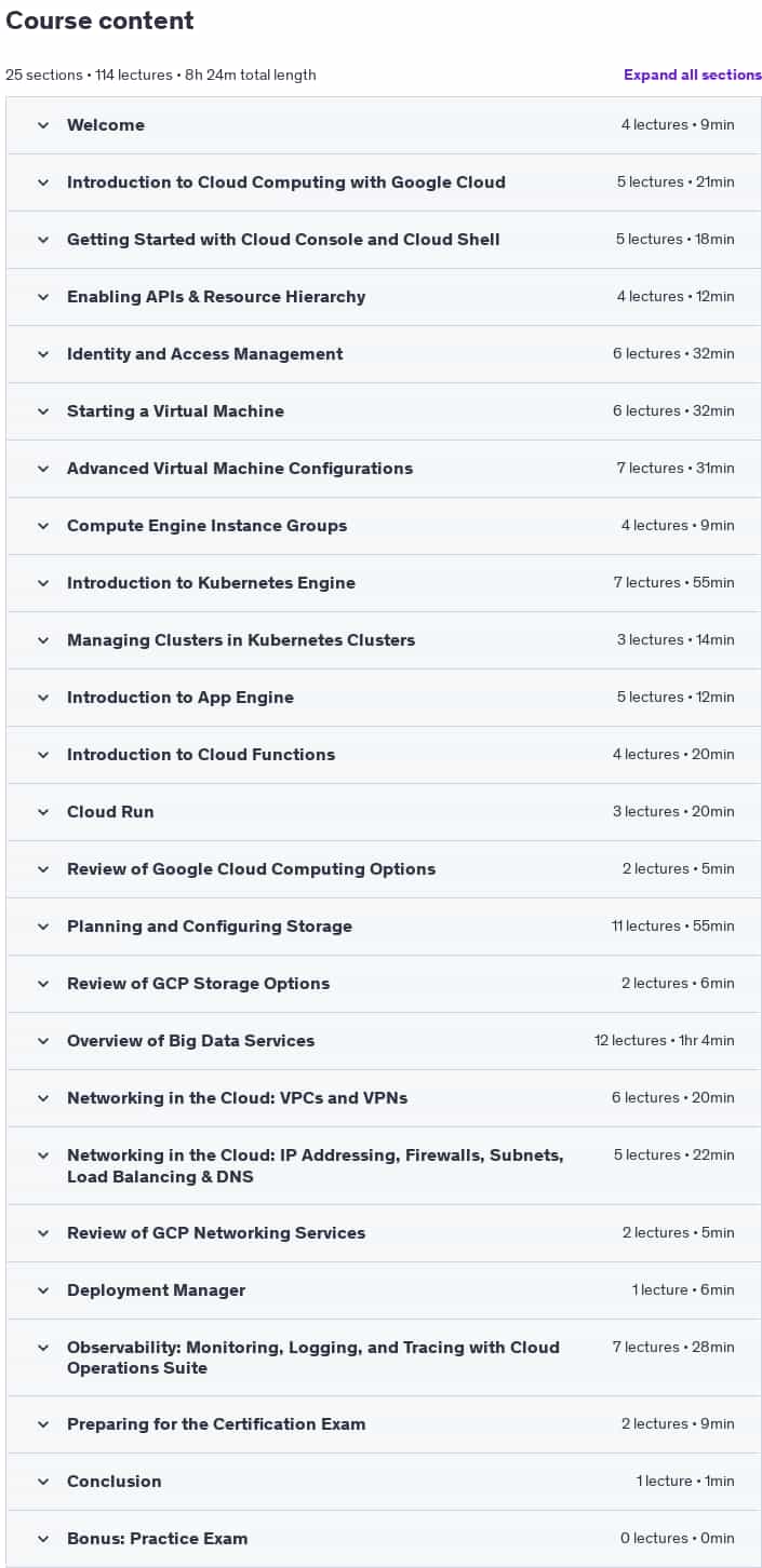 Course topics · Google Cloud Associate Cloud Engineer: Get Certified 2024 2024-3