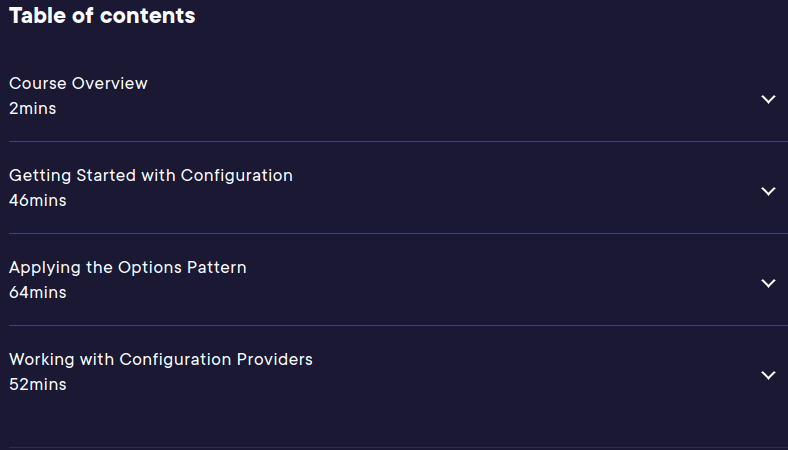 Course topics · Pluralsight — Configuration and Options in ASP.NET Core 6 2023-2