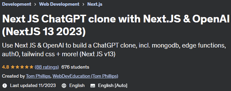 Pictures · Udemy — Next JS ChatGPT clone with Next.JS & OpenAI (NextJS 13 2023) 2023-8