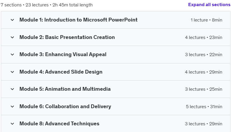 Course topics · Mastering Microsoft PowerPoint: Create Stunning Presentation 2024-5
