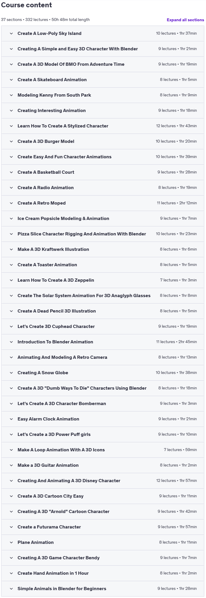 Course topics · Blender Academy 2021-6