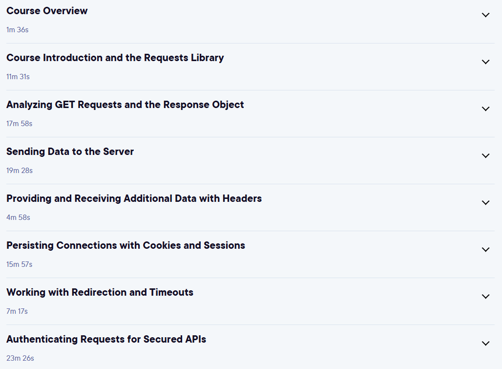 Course topics · Pluralsight — Python Requests Playbook 2023-9
