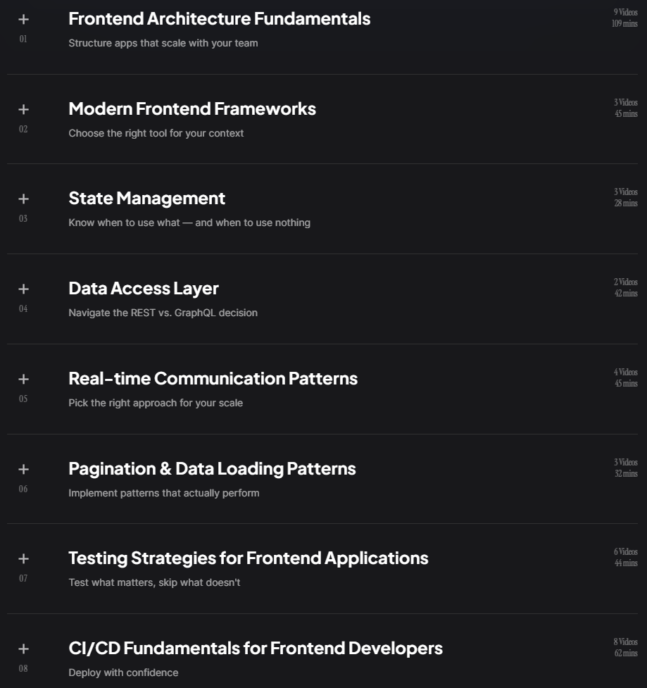 Temas del curso · Curso Avanzado Frontend - Master Profesional de Desarrollo Frontend 2026-7