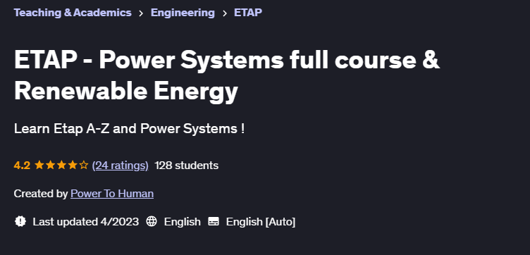 Pictures · Udemy — ETAP – Power Systems full course & Renewable Energy 2023-2