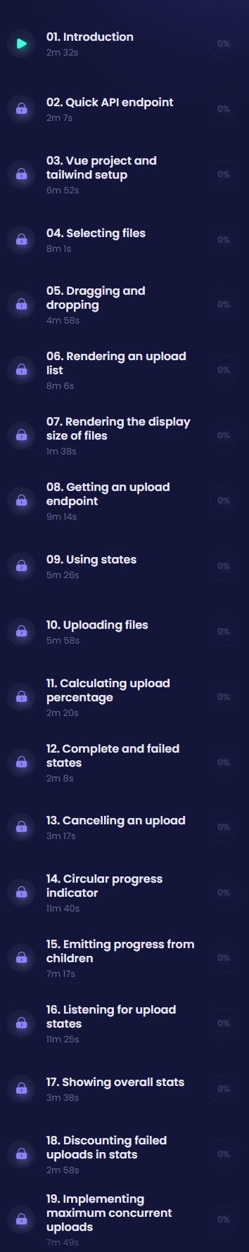 Course topics · CodeCourse – Vue Multiple File Drag & Drop Uploader 2021-2
